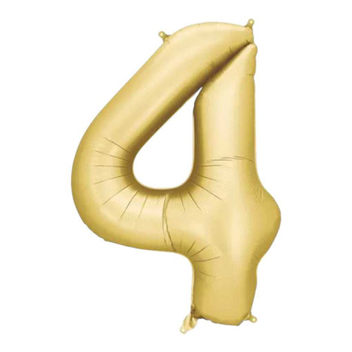 Picture of FOIL BALLOON NUMBER 4 SATIN GOLD 34 INCH